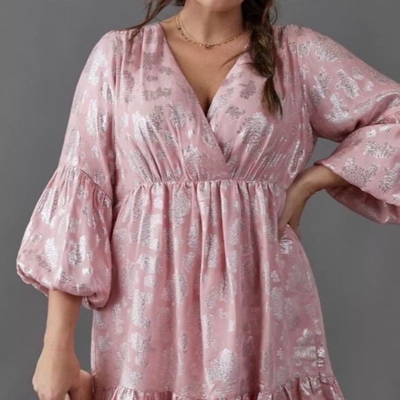 Anthropologie Jolene Jacquard Pink Mini Dress NWT! - Picture 8 of 14